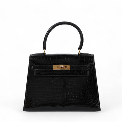 HERMÈS Hermes Mini Kelly Black Crocodile Porosus 