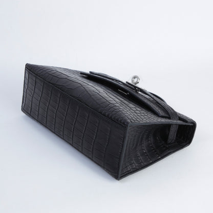 HERMÈS エルメス ポシェットケリー ブラック クロコダイル アリゲーター マット