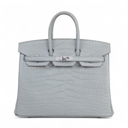 HERMÈS エルメス バーキン25 グリパール クロコダイル アリゲーター マット