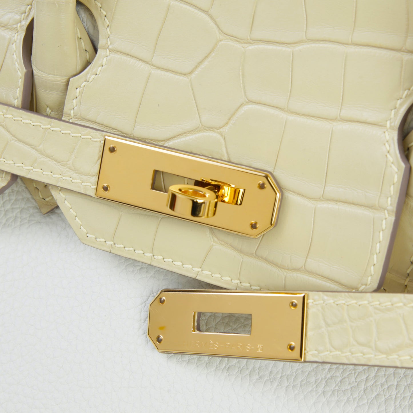 HERMÈS エルメス バーキン30 タッチ クロコダイル アリゲーター マット マッシュルーム バニラ