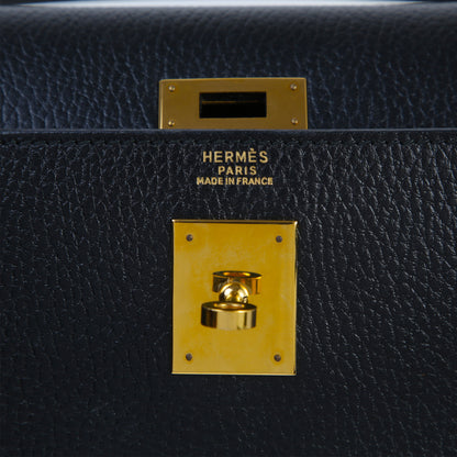HERMÈS Hermès Kelly 32 Sellier Noir with Gold Hardware