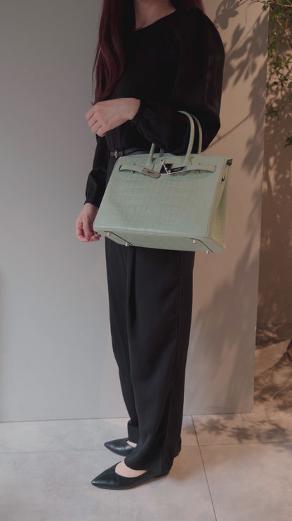 HERMÈS エルメス バーキン30 ヴェール デュー クロコダイル アリゲーター マット