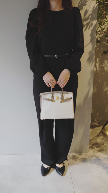 HERMÈS Hermes Special Order Birkin 25 Etoupe Parchemin White 